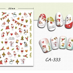 Nail art 3D stickers decal Santa Claus snowman heart Christmas flags bell CA333
