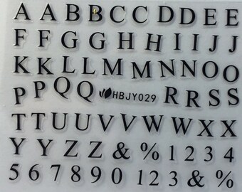 Nail Letter Stickers 5 Sheets, 3D Alphabet Nail Decals Self Adhesive For Women Diy Nail Art Decoration White