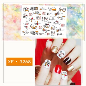 Nail Art 3D Decal Stickers woman silhouette contour face rose XF3268
