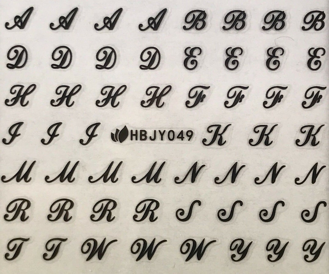 Nail Art 3D Decal Stickers Alphabets Letters Uppercase Black HBJY049 Etsy
