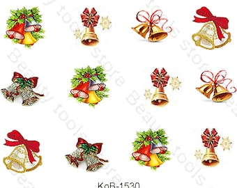 Nail Art Water Transfer Stickers Calcomanías hermosas campanas de NavidadKoB-1530