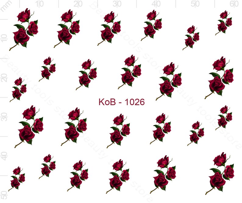Nail Art Water Transfer Stickers Pretty Red Flowers Decals Kob-1026 - Etsy