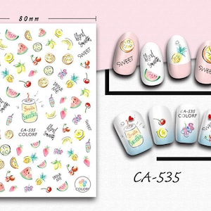 Nail art 3D stickers decal watermelon strawberry banana pineapple shake CA535
