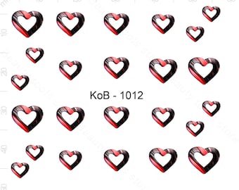 Nail Art Water Transfer Stickers Pretty Hearts Calcomanías KoB-1012