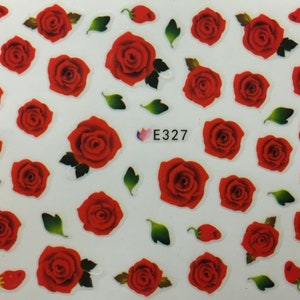 Nail Art 3D Decal Stickers Red Roses E327