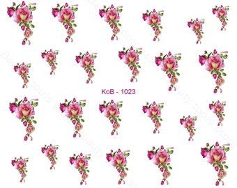 Nail Art Water Transfer Pegatinas Bonita Rosa Flores Calcomanías KoB-1023