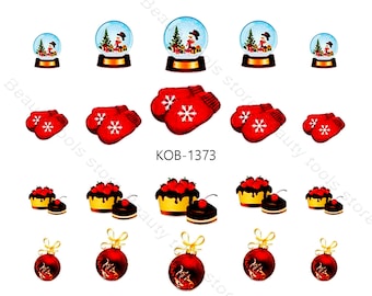 Nail Art Water Transfer Stickers Decalcomans Caramelos Navidad Año Nuevo KoB-1373