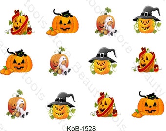 Nail Art Water Transfer Stickers Calcomanías hermosa calabaza divertida KoB-1528