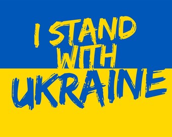 Pegatina de vinilo grunge con la frase "I Stand With Ukraine" para coche y camión.