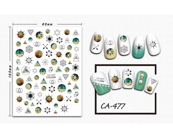 Nail art 3D stickers decal Moon stars parade of planets arrows triangle CA477