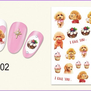 Nail Art 3D Decal Stickers Funny dog with a bow cake E602