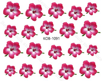 Pegatinas de transferencia de agua para decoración de uñas bonitas calcomanías de hibisco KoB-1091