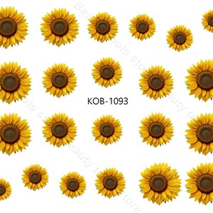 Nail Art Water Transfer Stickers Pretty Sunflowers Decals KoB-1093