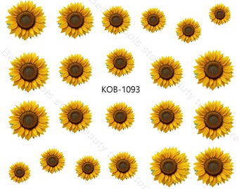 Pegatinas de transferencia de agua para decoración de uñas bonitas calcomanías de girasoles KoB-1093