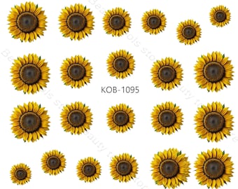 Pegatinas de transferencia de agua para decoración de uñas bonitas calcomanías de girasoles KoB-1095