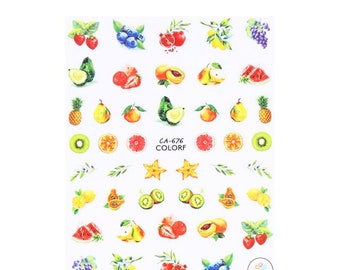 Nail art 3D stickers decal grapefruit orange pineapple pear kiwi avocado papaya pomegranate lemon strawberry CA676