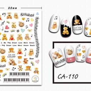 Nail Art 3D Décalcomanies coeurs roses porte des notes d’amour CA110