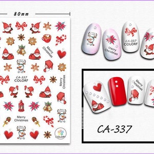 Nail art 3D stickers decal red flower Santa heart bells merry Christmas CA337