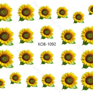 Nail Art Water Transfer Stickers Pretty Sunflowers Decals KoB-1092
