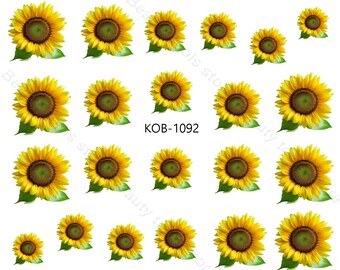 Pegatinas de transferencia de agua para decoración de uñas bonitas calcomanías de girasoles KoB-1092