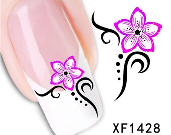 Nail Art Water Transfer Stickers Pretty Pink Flowers Decals XF1428