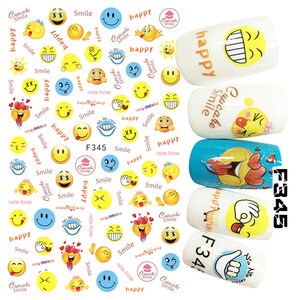 Stickers nail art 3D smile happy smile heart F345