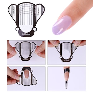 May include: A clear plastic nail form with a black outline and the text "Summer 5-15-Perfect Form" printed on it. The form is designed to help create perfect nail shapes.