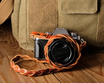 Braided Leather Camera Strap DSLR Vintage | Handmade Custom Gift Idea for Artists Photographers | Personalized Gift Birthday Christmas