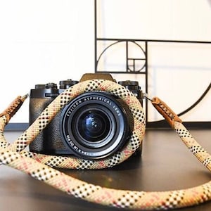 Tartan Rope Camera strap leather finish climbing rope camera strap handmade