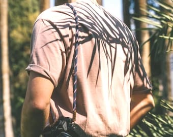 Personalized Navy Rope Camera Strap – Custom DSLR Strap for Photographers