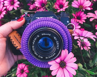 Purple rope Camera Straps, Rope Straps,  Leather camera strap
