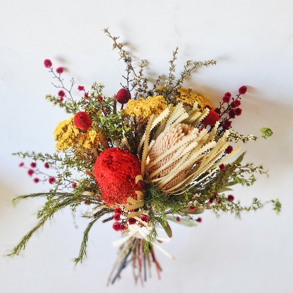 Dried Australian Native Flower Arrangement Bunch Bouquet Weddings Bridal Banksia Flora Natural Flowers Australiana Floral Home Décor Dry