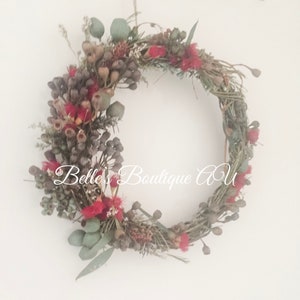 Fresh Rustic Eucalyptus Wreath Australian Native Front Door Wall Wreaths Christmas Holidays Home Decor Weddings Australiana Gumnuts Blossoms