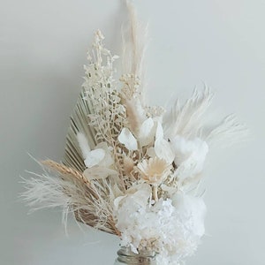 Medium white beige dried flower arrangement natural preserved flowers everlasting bouquet bunch rustic boho home wedding décor floral gifts