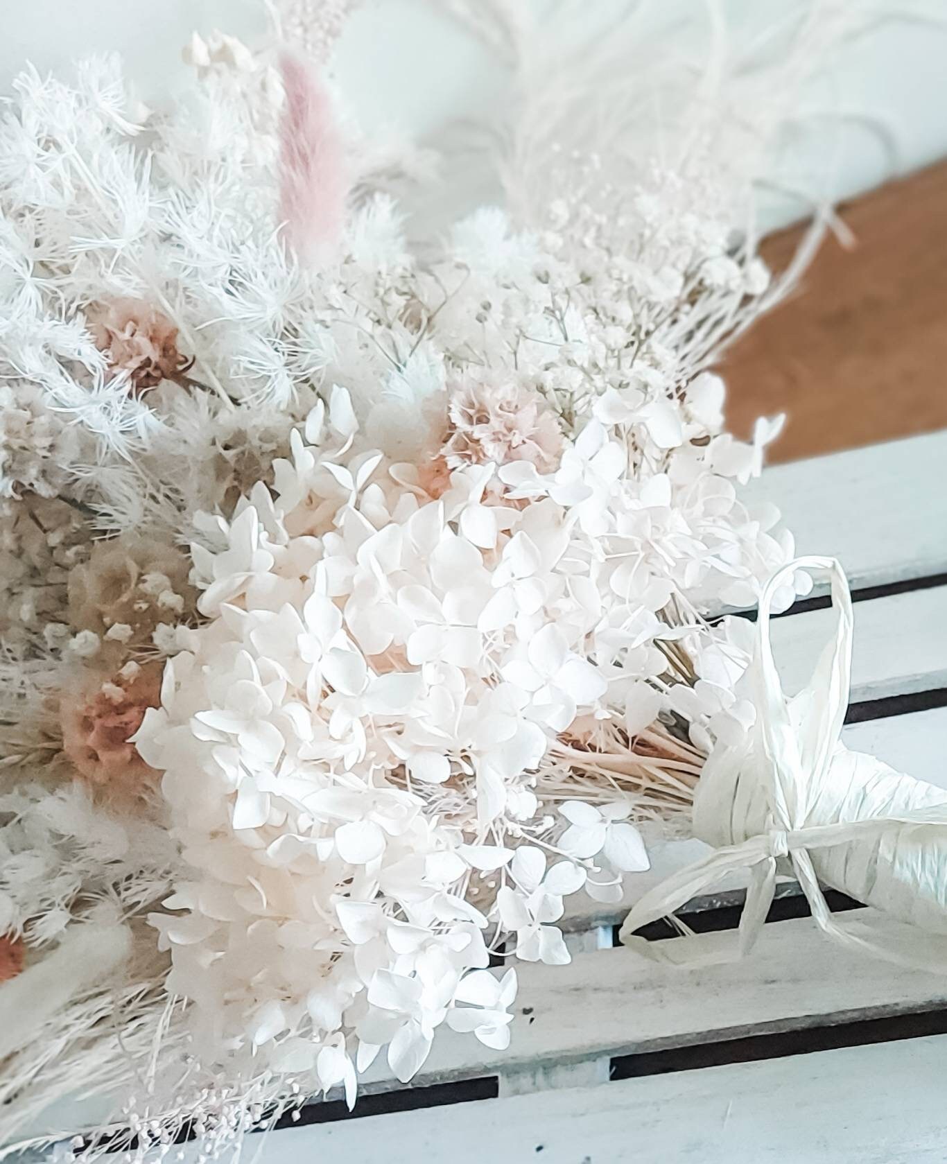 Blush Pink Dried Flower Arrangement Natural Preserved Flowers Etsy