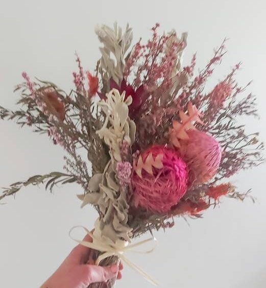 Dried Australian Native Flowers Arrangement Bouquet Bunch Pink Etsy