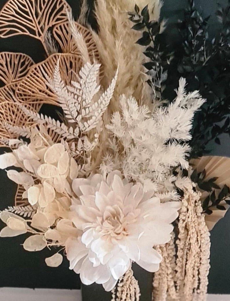 Black Gold White Preserved Flower Arrangement Monochrome Flowers Luxury Dried Florals Everlasting Mothers Day Gifts Home Décor Weddings