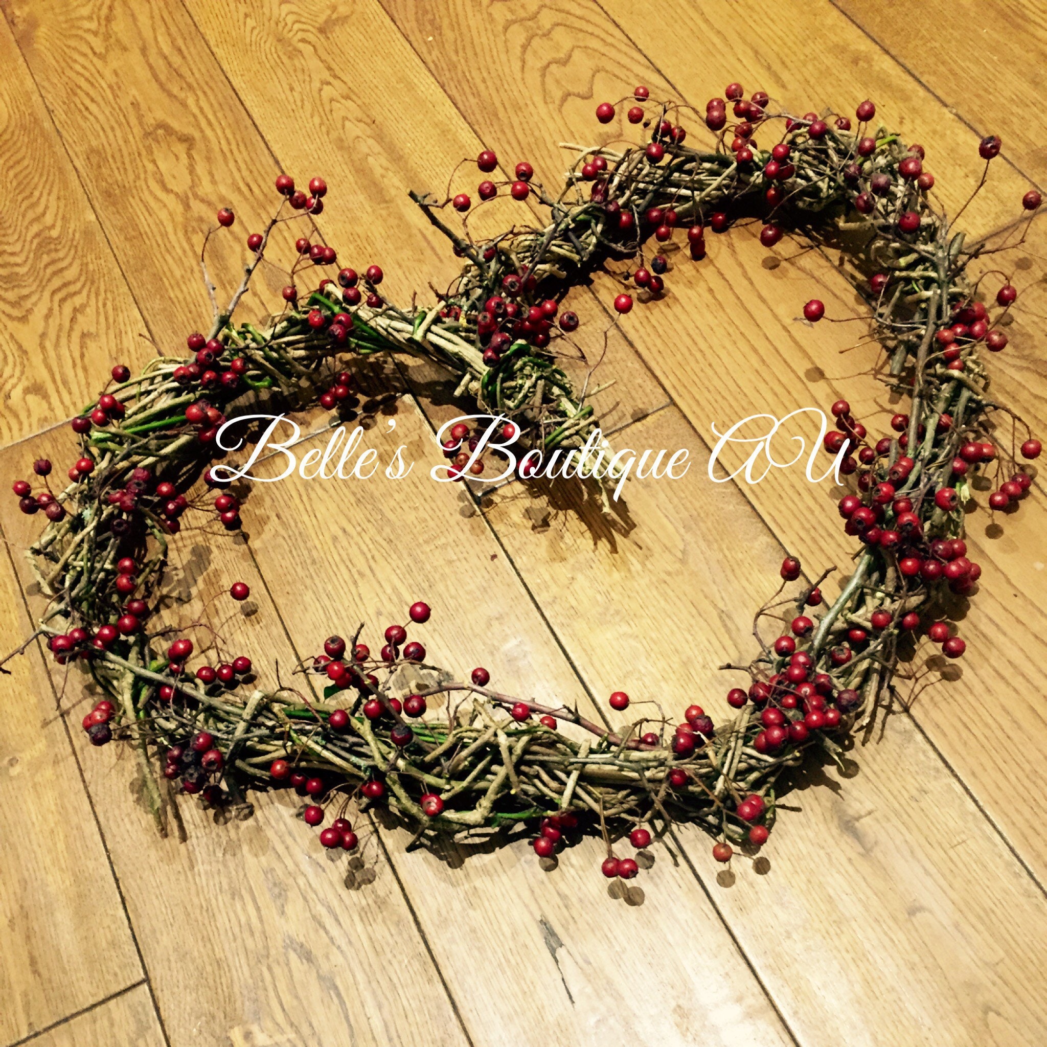 Large Love Heart Wreath Rustic Wedding Wreaths Red Berry Heart