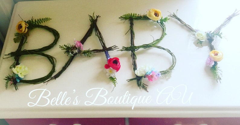 Large Wooden Letters Flower Woodland Nursery Letters Baby Etsy