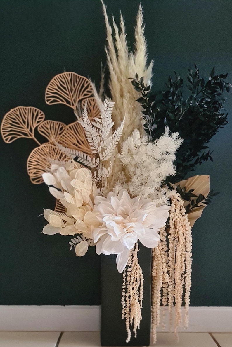 Black Gold White Preserved Flower Arrangement Monochrome Flowers Luxury Dried Florals Everlasting Mothers Day Gifts Home Décor Weddings
