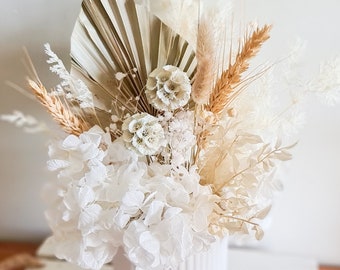 White Neutral White Beige Preserved Flower Arrangement in  display picture 1
