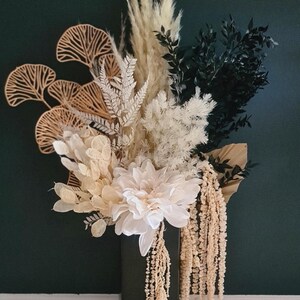 Black Gold White Preserved Flower Arrangement Monochrome Flowers Luxury Dried Florals Everlasting Mothers Day Gifts Home Décor Weddings