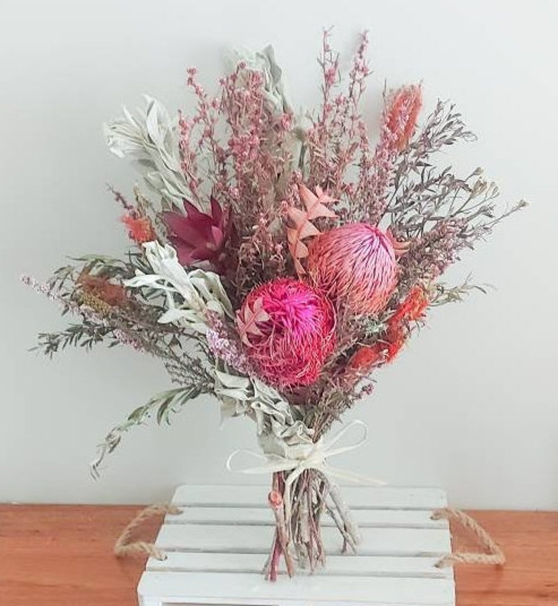 Dried Australian Native Flowers Arrangement Bouquet Bunch Pink Etsy