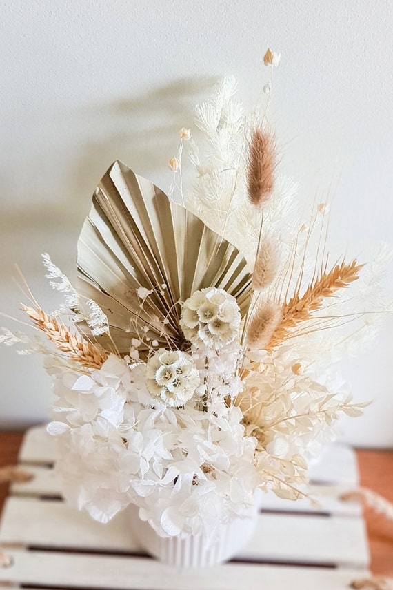 Composizione di fiori stabilizzati bianchi neutri beige in vaso fiori  secchi per sempre regali bouquet eterno secco decorazioni naturali per la  casa di nozze -  Italia
