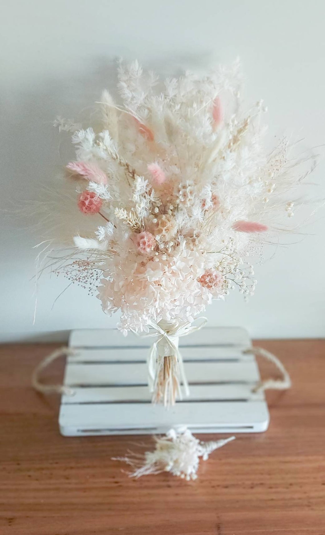 Blush Pink Dried Flower Arrangement Natural Preserved Flowers Etsy