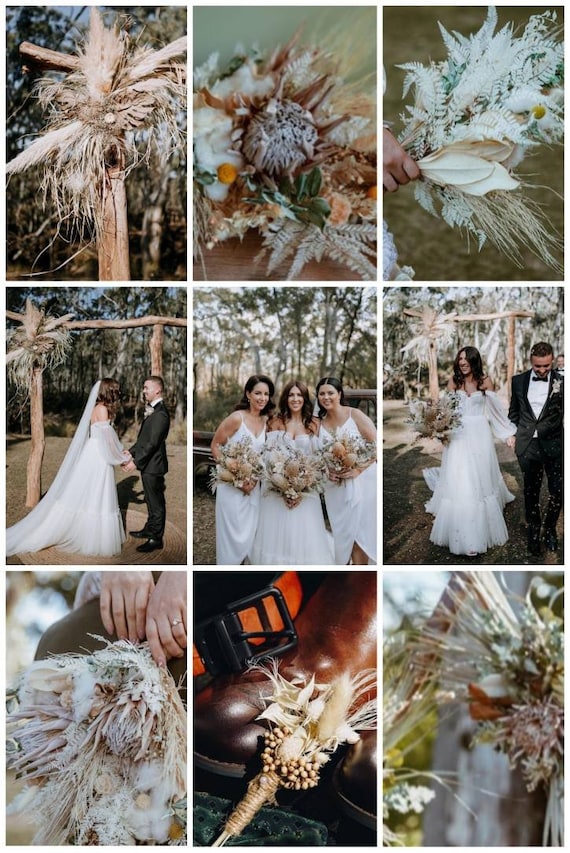 Custom Pre-Order Wedding and Special Event Preserved Dried Flowers Arrangements Bridal Bouquets Weddings Décor Floral Everlasting Gifts Boho