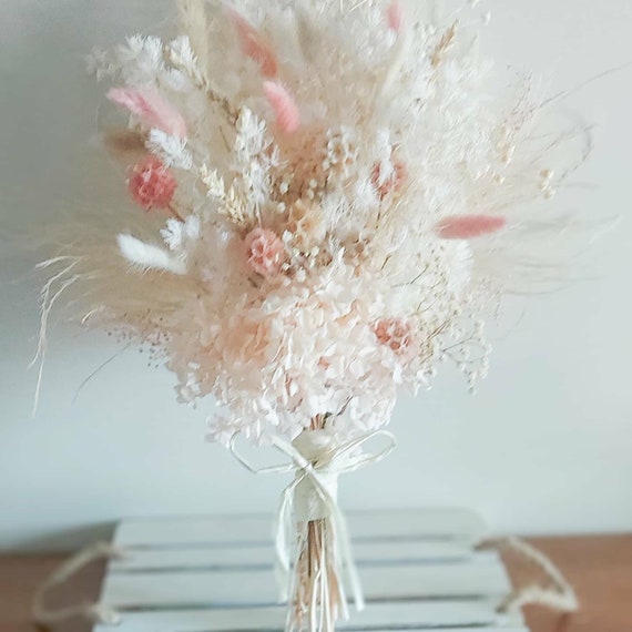 Blush Pink Dried Flower Arrangement Natural Preserved Flowers Etsy