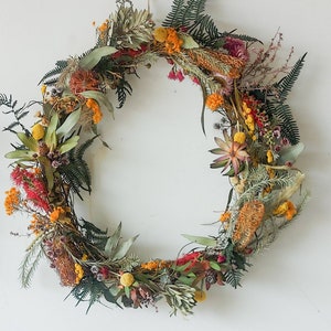 Dried Australian native floral front door wreath Christmas Holidays preserved flowers wedding Australiana home decorations rustic woodland image 3