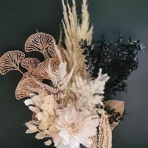 Black Gold White Preserved Flower Arrangement Monochrome Flowers Luxury Dried Florals Everlasting Mothers Day Gifts Home Décor Weddings