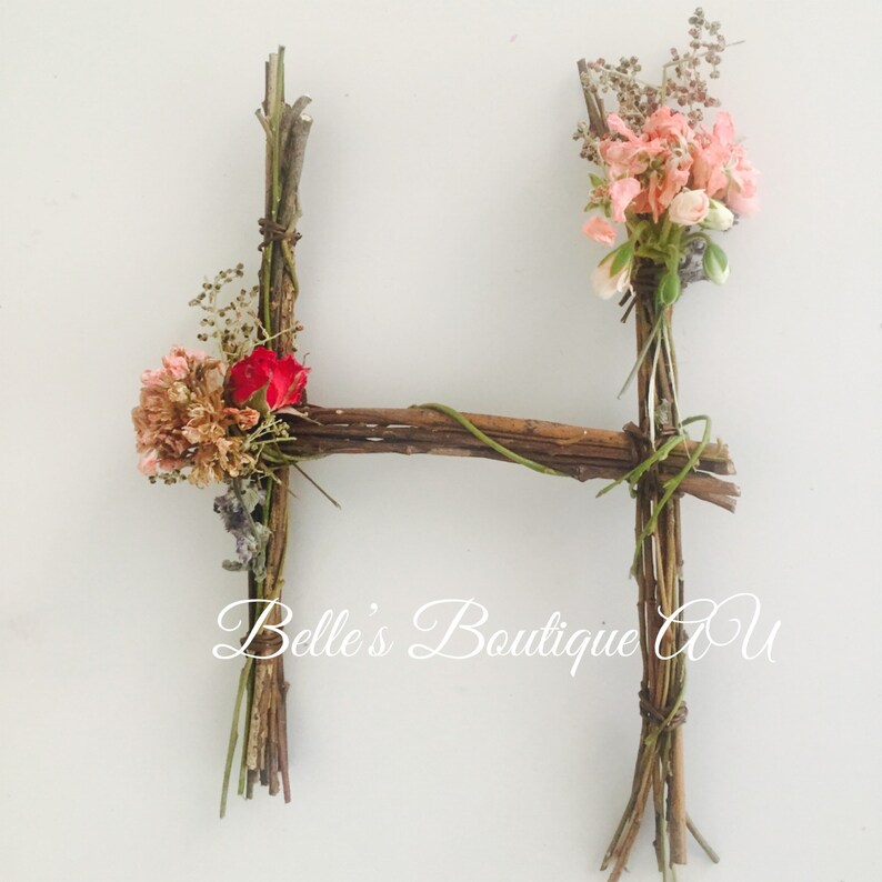 Woodland nursery twig letter custom wooden floral letters Etsy